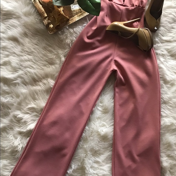 Pants - Waist Deep V neck sleeveless jumpsuit.